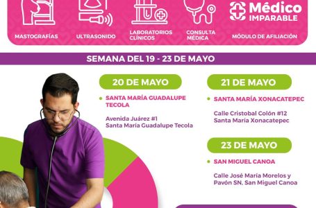 Servicios Médicos Itinerantes del SMDIF visitarán Tecola, Canoa y Xonacatepec