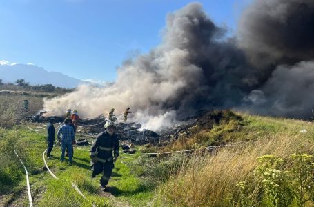 Incendio de basurero en Coronango
