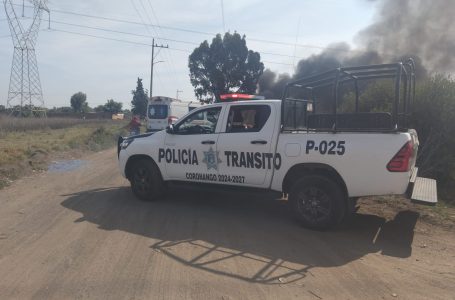 Incendio en depósito de desechos industriales en Coronango