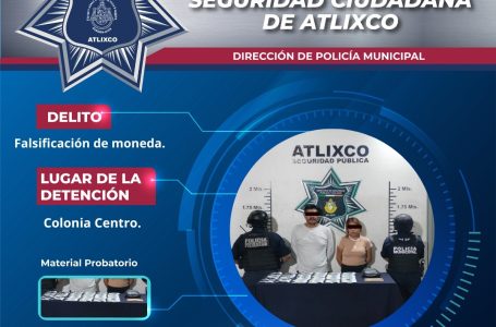 Detienen en Atlixco a sujetos por portar billetes falsos de mil pesos
