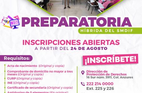 DIF Puebla Capital anuncia nueva semana de inscripciones para la Preparatoria Híbrida