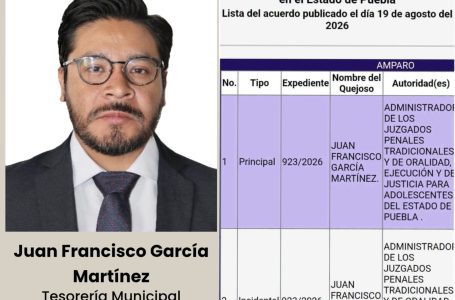 Sigue la lluvia de amparos en Atlixco: primero Ariadna, ahora su tesorero no quiere pisar la cárcel